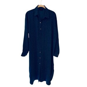 HATCH Dress Shirtwaist Leopard Print Long Sleeve Blue Midi Dress Size M